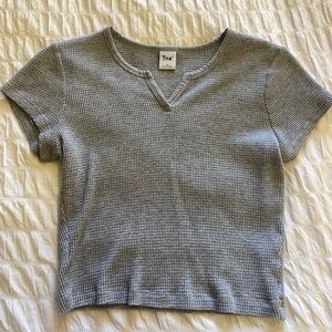 TNA Waffle Knit Notched Top